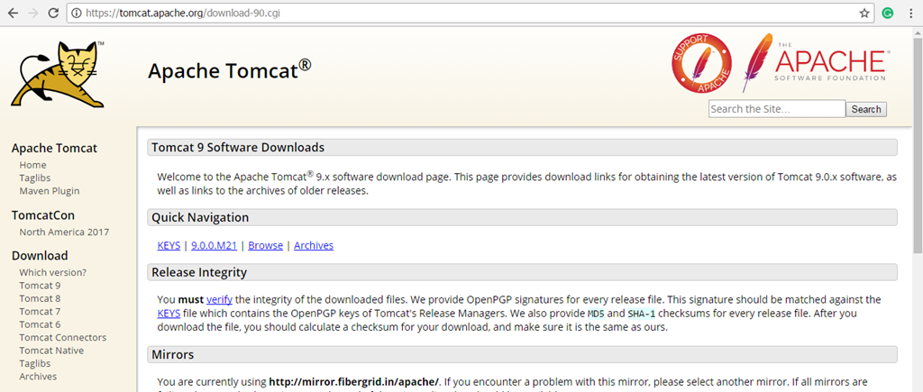 Apache Tomcat Windows Installer Download